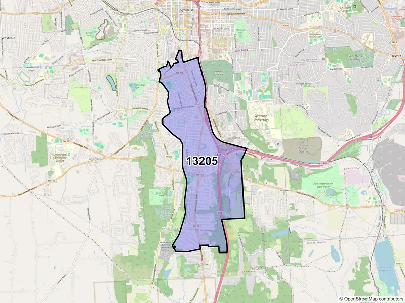 Map of ZIP Code 13205 — Syracuse, NY