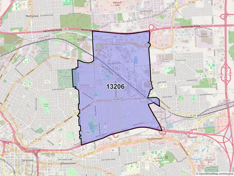Map of ZIP Code 13206 — Syracuse, NY