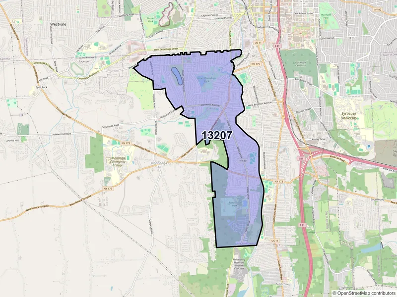 Map of ZIP Code 13207 — Syracuse, NY