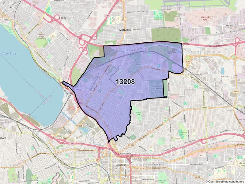 Map of ZIP Code 13208 — Syracuse, NY