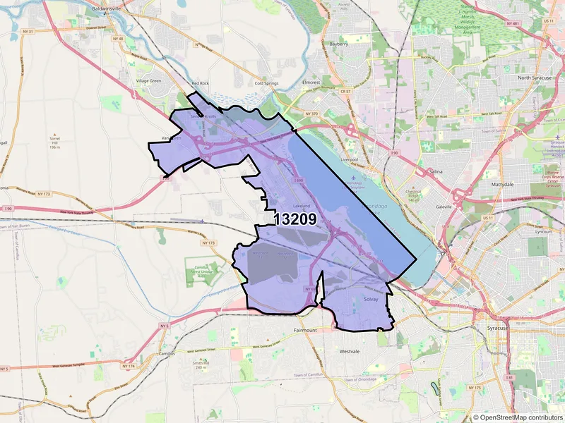 Map of ZIP Code 13209 — Syracuse, NY