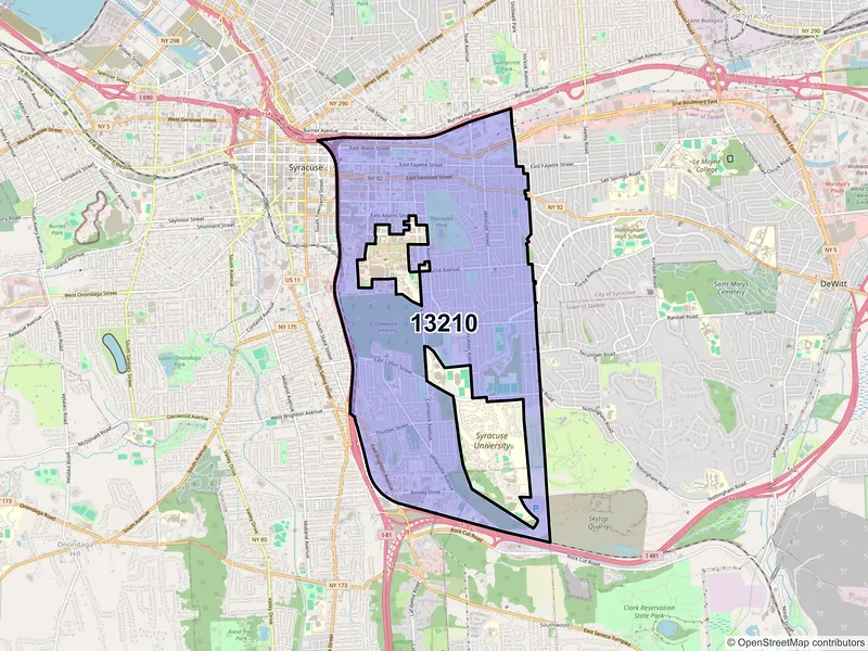 Map of ZIP Code 13210 — Syracuse, NY