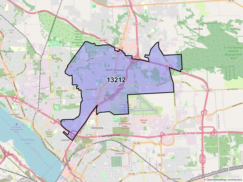 Map of ZIP Code 13212 — Syracuse, NY
