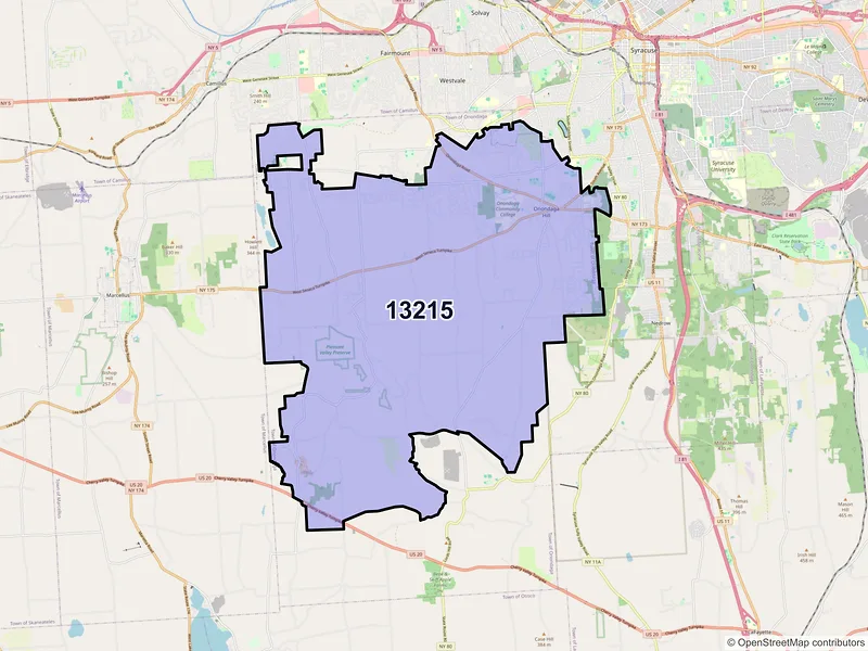 Map of ZIP Code 13215 — Syracuse, NY