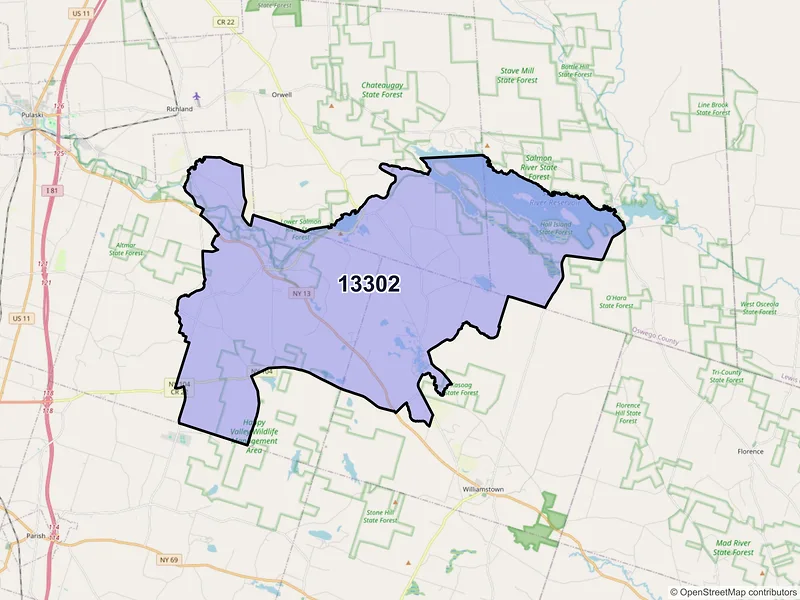 Map of ZIP Code 13302 — Altmar, NY