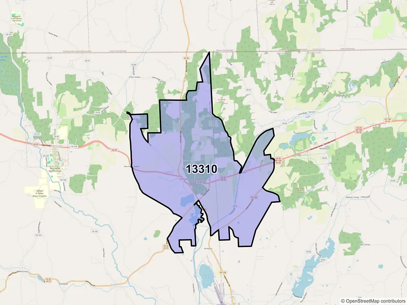 Map of ZIP Code 13310 — Bouckville, NY
