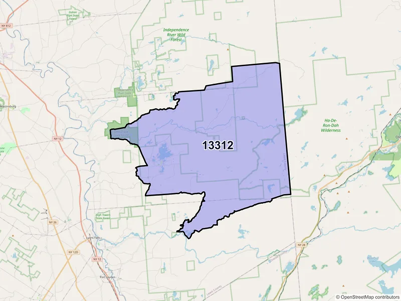 Map of Brantingham, New York and ZIP codes