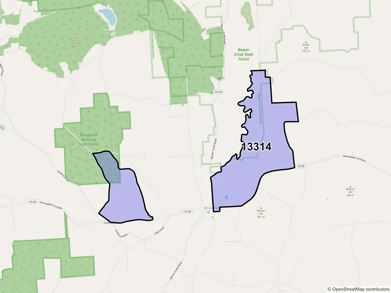 Map of ZIP Code 13314 — Brookfield, NY