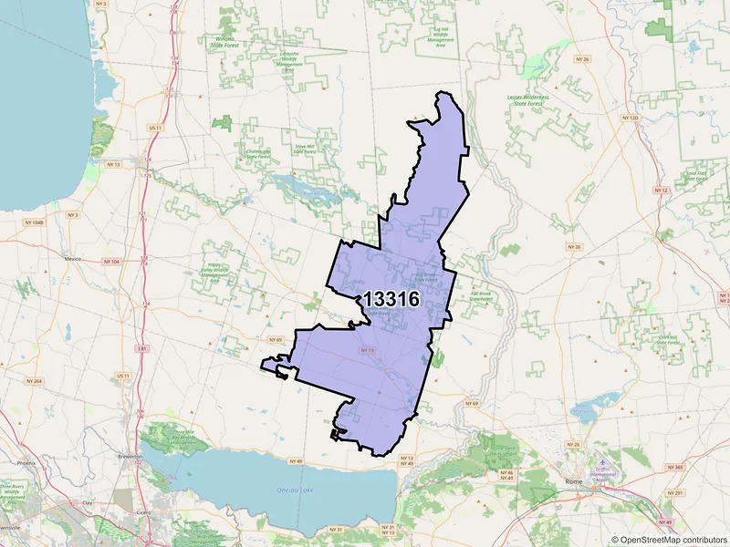 Map of ZIP Code 13316 — Camden, NY