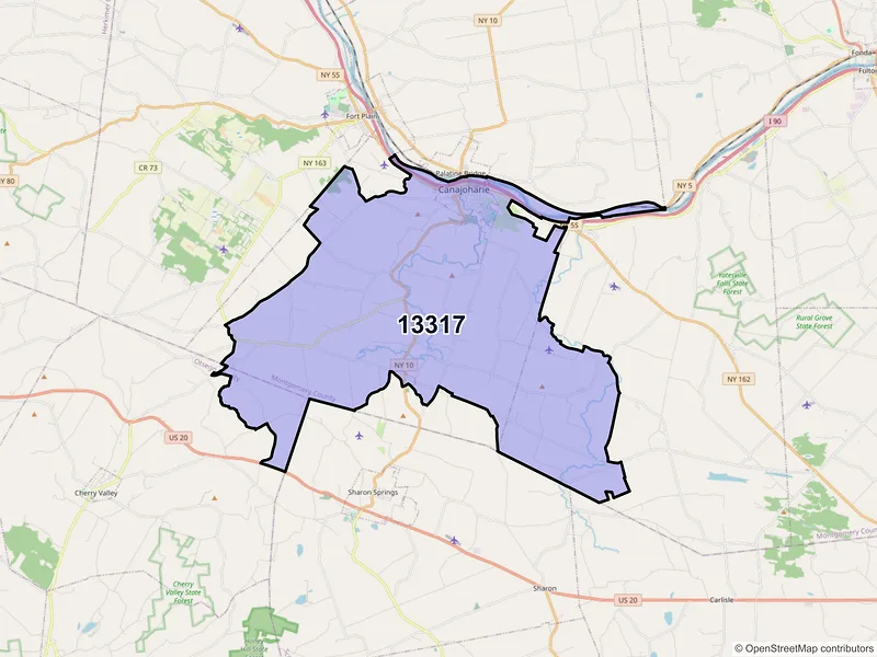Map of ZIP Code 13317 — Canajoharie, NY