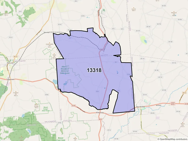 Map of ZIP Code 13318 — Cassville, NY