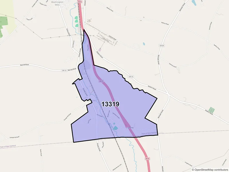 Map of ZIP Code 13319 — Chadwicks, NY