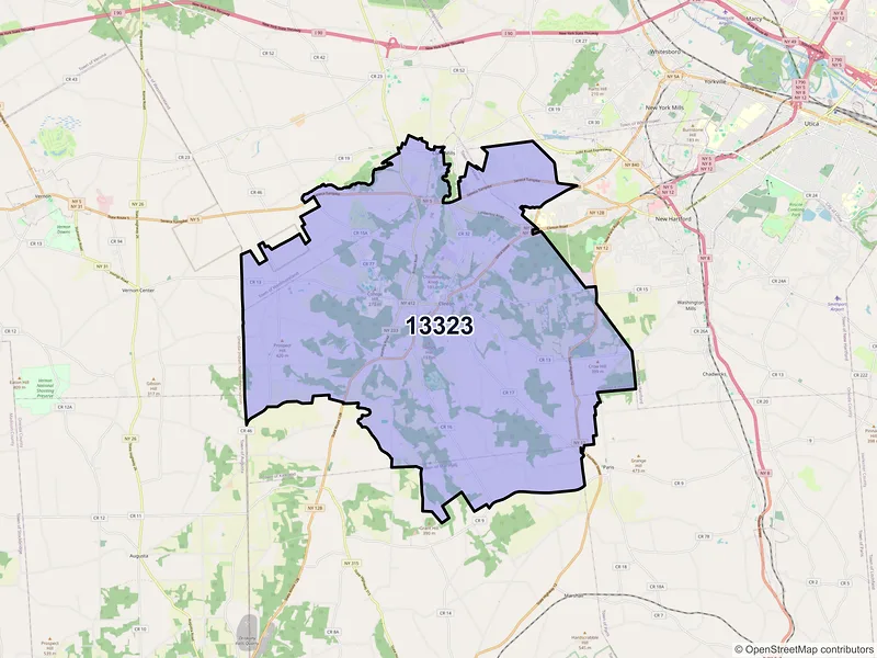 Map of ZIP Code 13323 — Clinton, NY