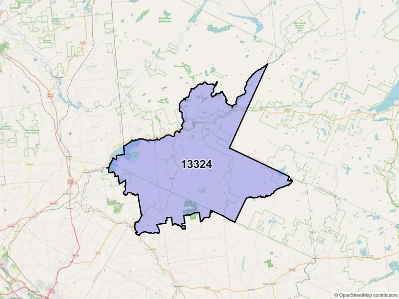 Map of ZIP Code 13324 — Cold Brook, NY