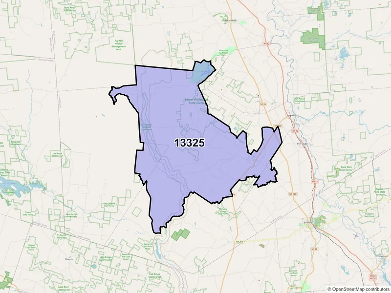 Map of ZIP Code 13325 — Constableville, NY