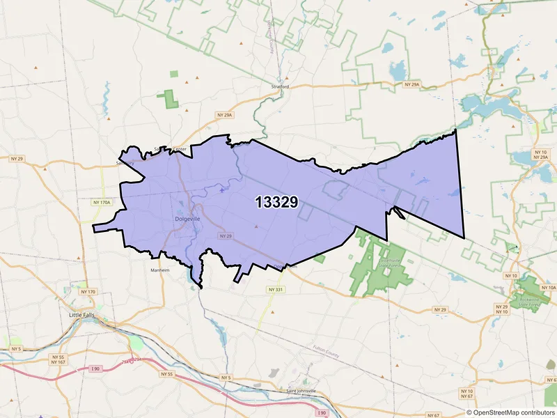 Map of ZIP Code 13329 — Dolgeville, NY