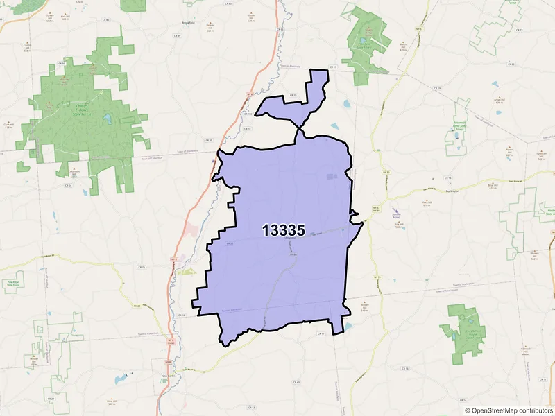 Map of ZIP Code 13335 — Edmeston, NY