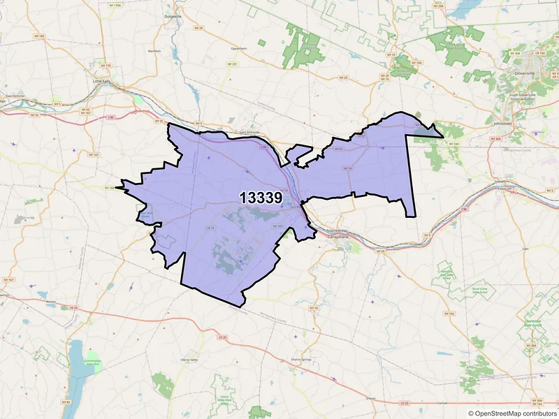 Map of Fort Plain, New York and ZIP codes