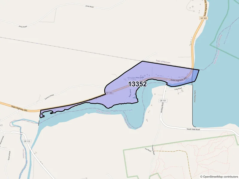 Map of Hinckley, New York and ZIP codes