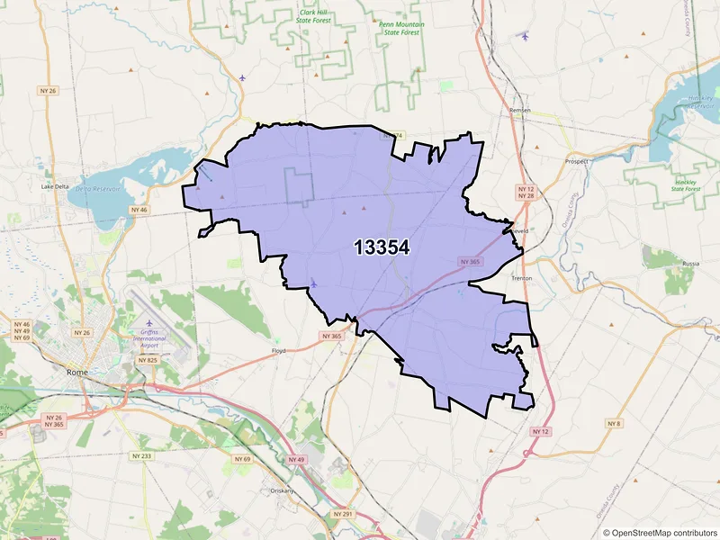 Map of Holland Patent, New York and ZIP codes