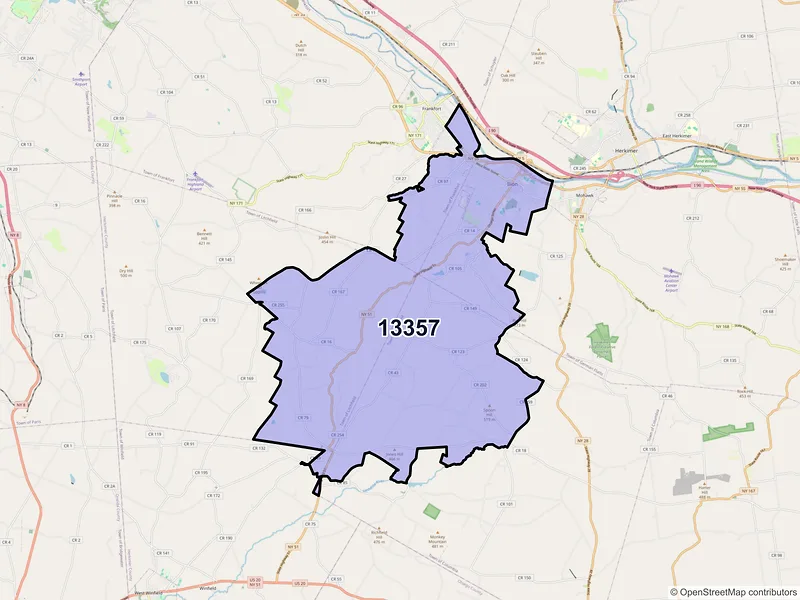 Map of ZIP Code 13357 — Ilion, NY