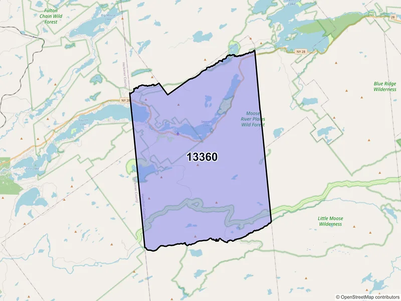Map of ZIP Code 13360 — Inlet, NY