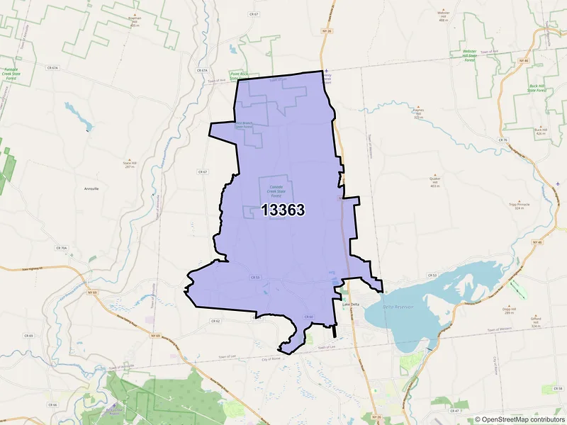 Map of ZIP Code 13363 — Lee Center, NY
