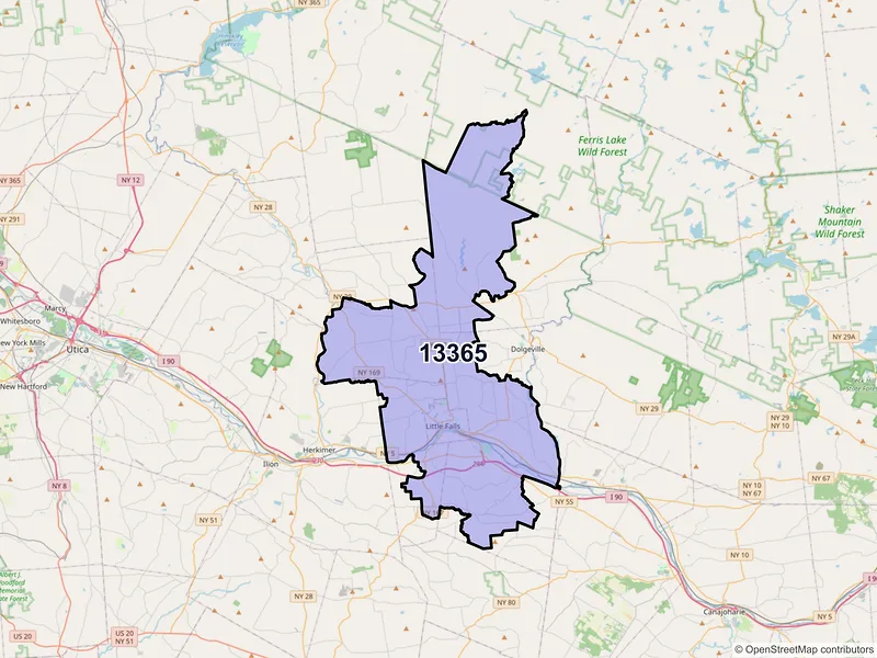 Map of ZIP Code 13365 — Little Falls, NY