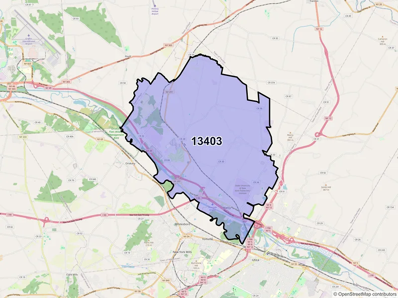 Map of Marcy, New York and ZIP codes
