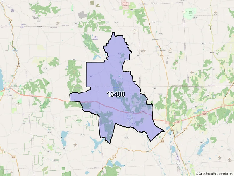 Map of ZIP Code 13408 — Morrisville, NY