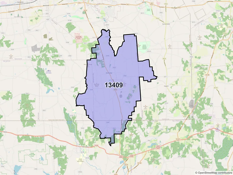 Map of ZIP Code 13409 — Munnsville, NY