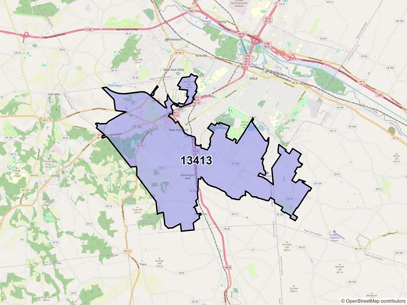 Map of ZIP Code 13413 — New Hartford, NY