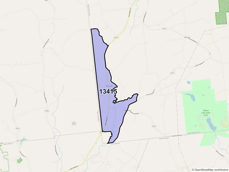 Map of New Lisbon, New York and ZIP codes