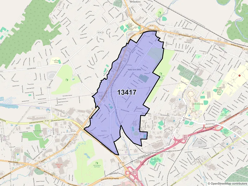 Map of ZIP Code 13417 — New York Mills, NY