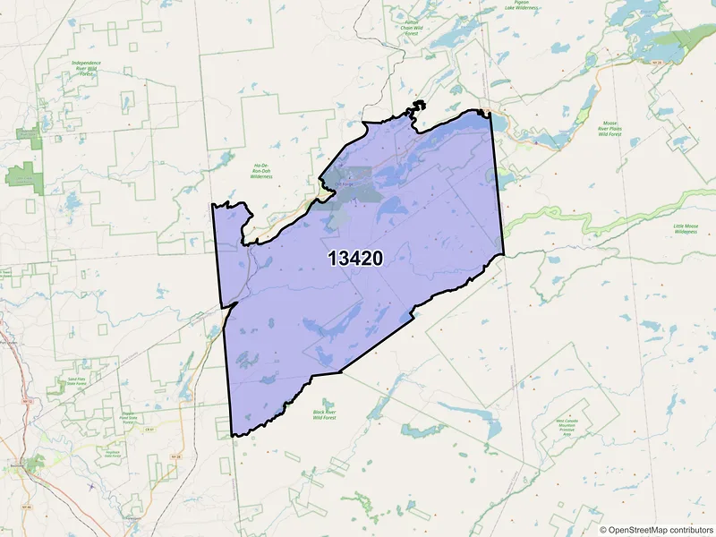 Map of ZIP Code 13420 — Old Forge, NY