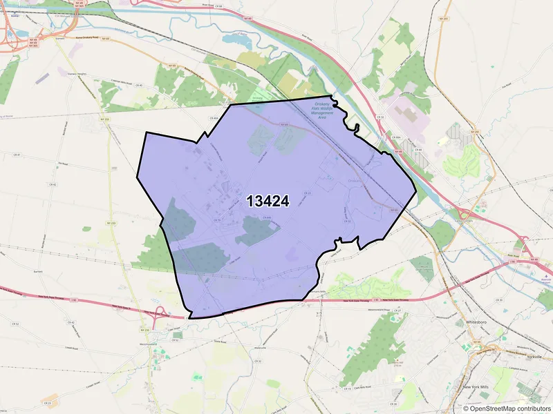 Map of Oriskany, New York and ZIP codes