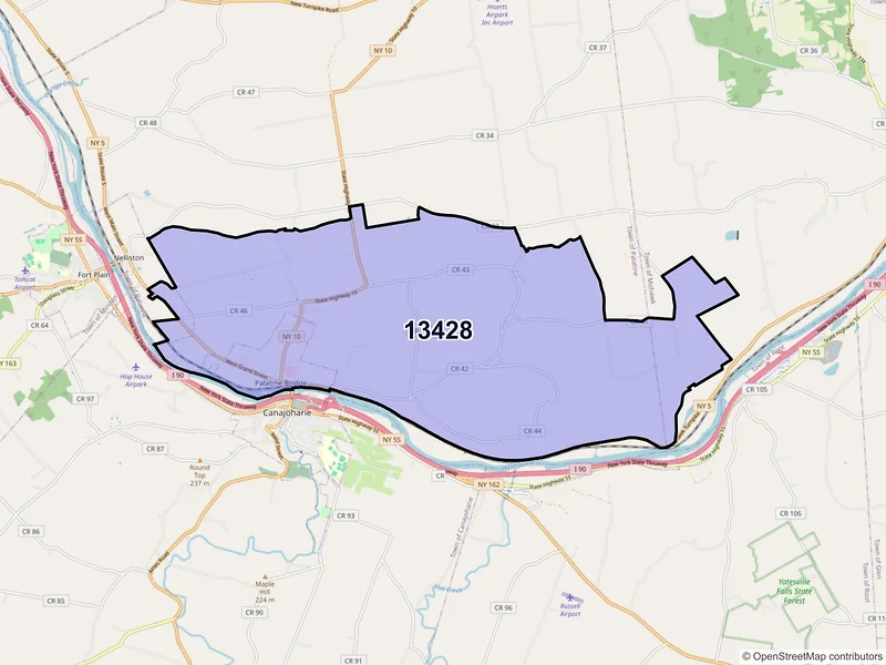 Map of ZIP Code 13428 — Palatine Bridge, NY