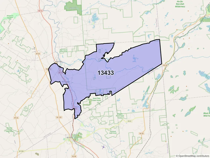 Map of ZIP Code 13433 — Port Leyden, NY