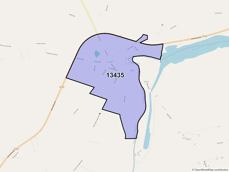 Map of Prospect, New York and ZIP codes