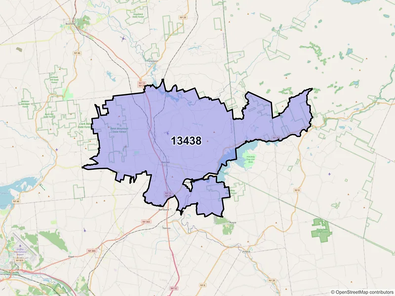 Map of ZIP Code 13438 — Remsen, NY