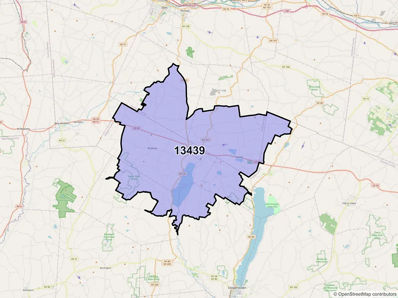 Map of ZIP Code 13439 — Richfield Springs, NY