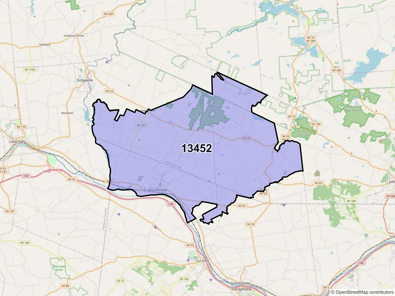 Map of ZIP Code 13452 — Saint Johnsville, NY