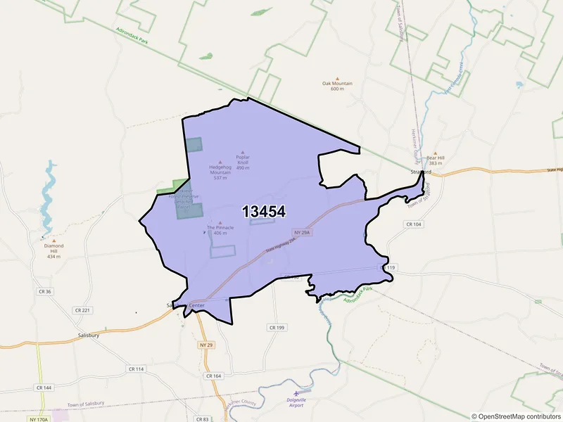 Map of ZIP Code 13454 — Salisbury Center, NY