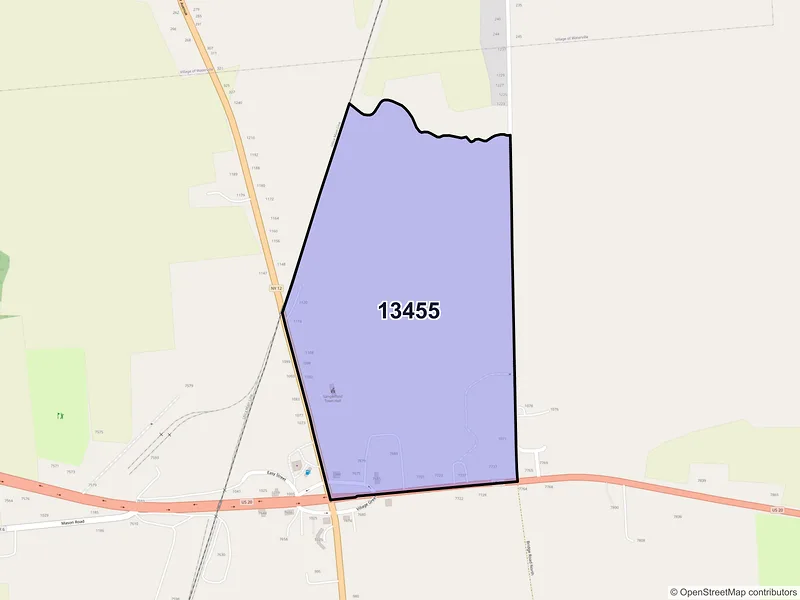 Map of Sangerfield, New York and ZIP codes