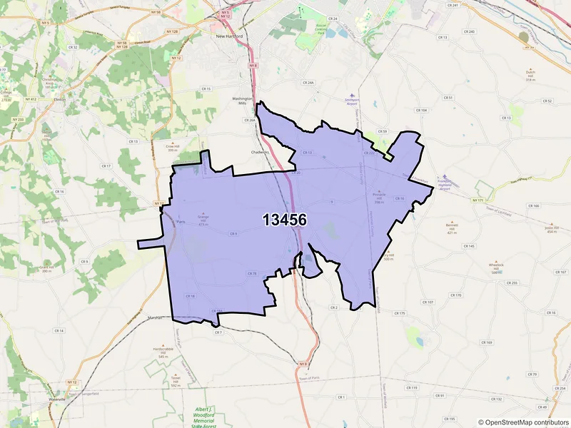 Map of ZIP Code 13456 — Sauquoit, NY