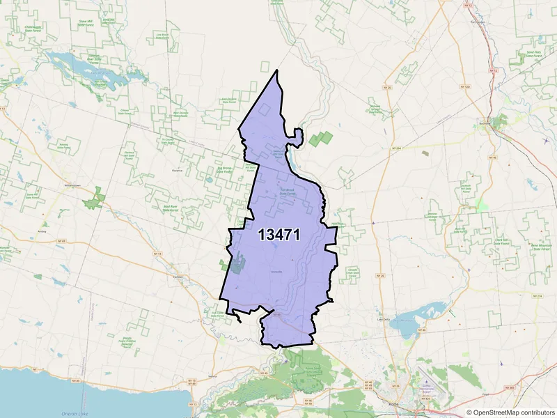Map of ZIP Code 13471 — Taberg, NY