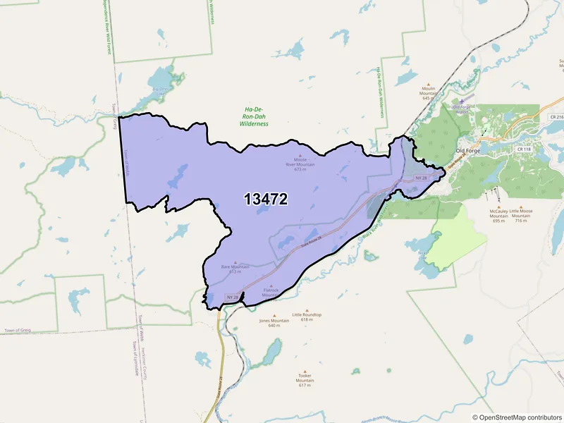 Map of Thendara, New York and ZIP codes