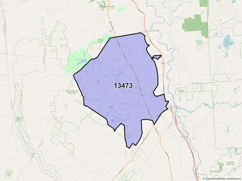 Map of ZIP Code 13473 — Turin, NY