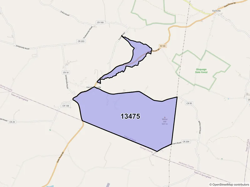 Map of ZIP Code 13475 — Van Hornesville, NY