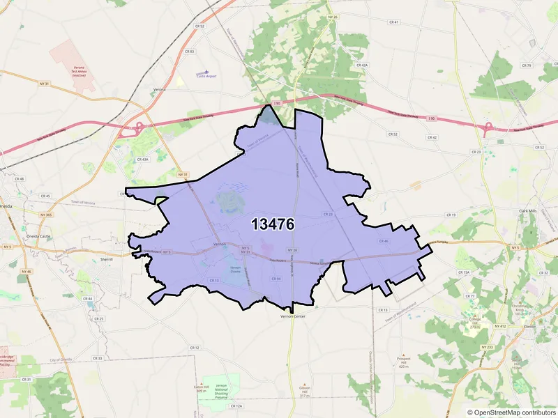 Map of ZIP Code 13476 — Vernon, NY